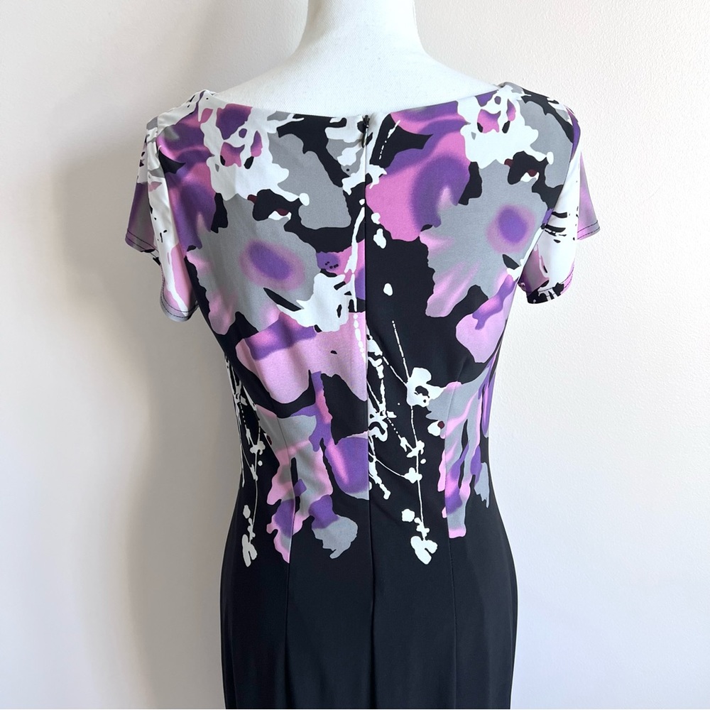 Joseph Ribkoff Black and Purple Midi Dress - Picture 9 of 10